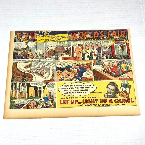 Camel Cigarette Ad New York World's Fair 1939 Comic Half Page Original Newspaper - Picture 2 of 11